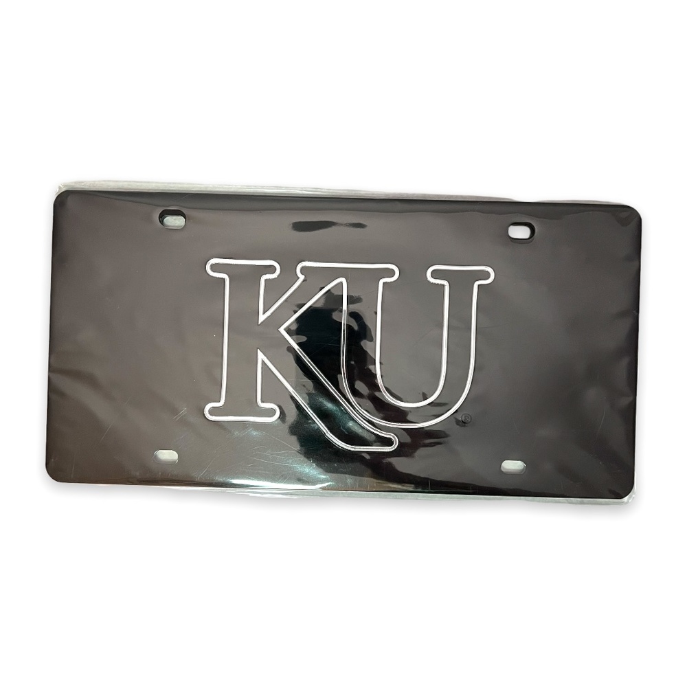 Kansas Jayhawks Decorative Front License Plate - Mirrored Black